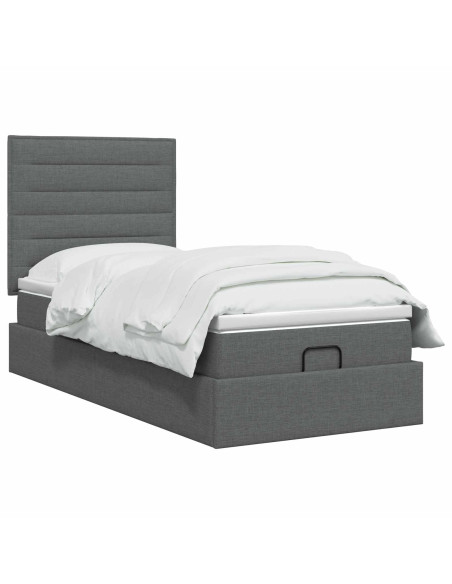 Letto ottomano con materasso Grigio Scuro 80 x 200 cm Tessuto