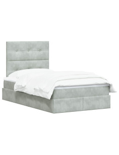 Letto con contenitore LED e materasso Grigio Chiaro 2