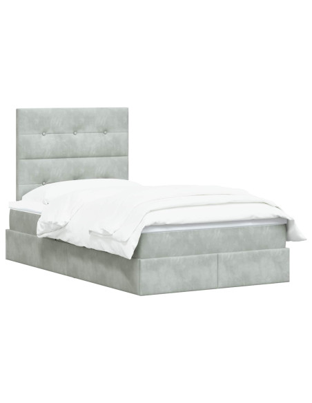 Letto con contenitore LED e materasso Grigio Chiaro
