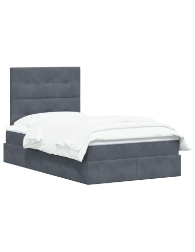 Letto con contenitore LED e materasso Grigio Scuro 120 x 200 cm