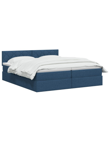 Letto con contenitore LED e materasso Blu 200 x 200 cm Tessuto
