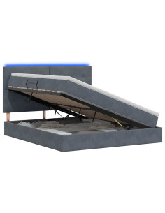 Letto con contenitore LED e materasso Grigio Scuro 180 x 200 cm