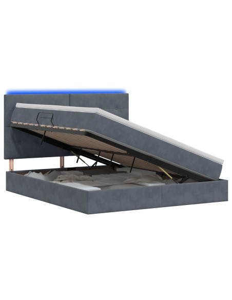 Letto con contenitore LED e materasso Grigio Scuro 180 x 200 cm