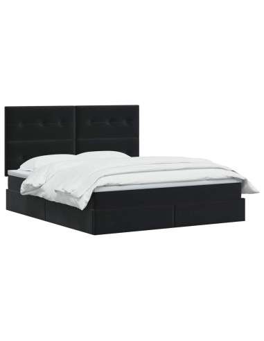 Letto con contenitore LED e materasso Nero 180 x 200 cm Velluto