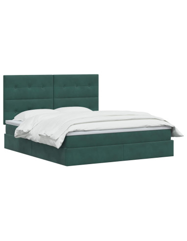 Letto con contenitore LED e materasso Verde Scuro 180 x 200 cm