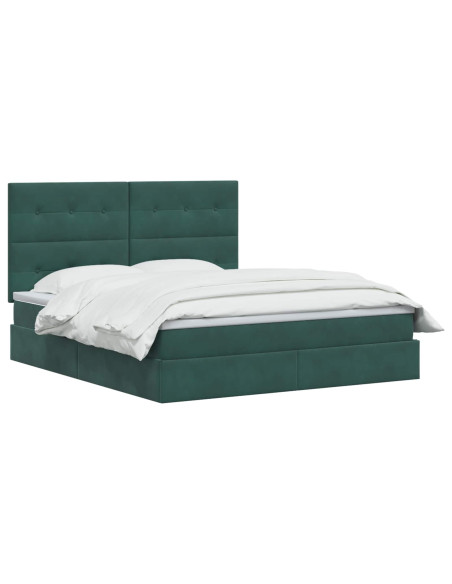 Letto con contenitore LED e materasso Verde Scuro 180 x 200 cm