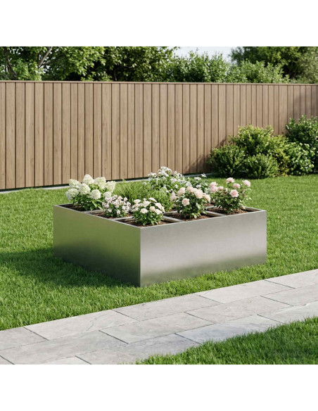 Vaso da giardino Argento 100 x 100 x 40 cm Acciaio Inox