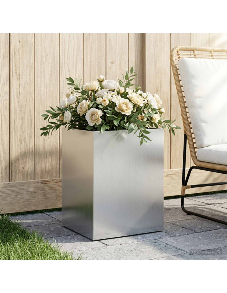 Vaso da giardino Argento 40 x 30 x 40 cm Acciaio zincato