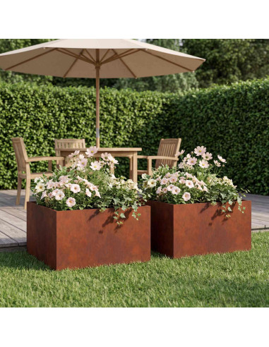 Vaso da giardino 2 pz Ruggine 60 x 60 x 30 cm Acciaio Corten