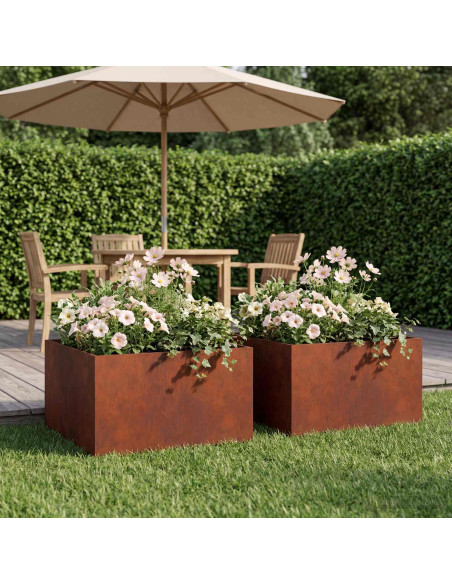 Vaso da giardino 2 pz Ruggine 60 x 60 x 30 cm Acciaio Corten