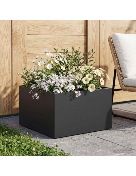 Vaso da giardino Nero 40 x 40 x 30 cm Acciaio laminato a freddo