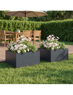 Vaso da giardino 2 pz Antracite 40 x 40 x 30 cm