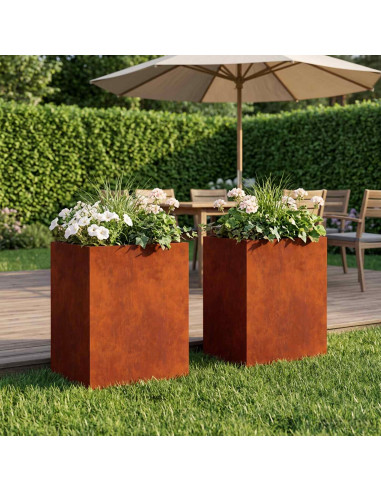 Vaso da giardino 2 pz Ruggine 40 x 30 x 40 cm Acciaio Corten
