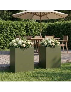 Vaso da giardino 2 pz Verde Oliva 40 x 30 x 40 cm