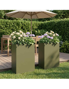 Vaso da giardino 2 pz Verde Oliva 50 x 40 x 75 cm