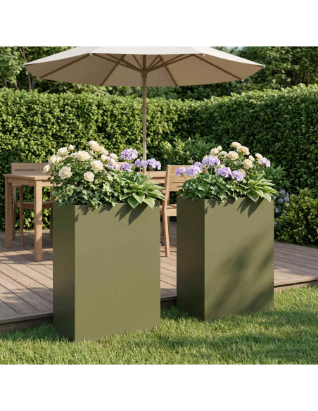 Vaso da giardino 2 pz Verde Oliva 50 x 40 x 75 cm