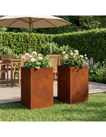Vaso da giardino 2 pz Ruggine 40 x 40 x 50 cm Acciaio Corten