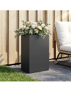 Vaso da giardino Nero 40 x 30 x 75 cm Acciaio laminato a freddo