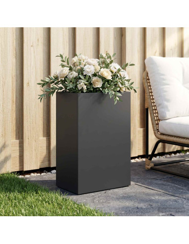 Vaso da giardino Nero 40 x 30 x 75 cm Acciaio laminato a freddo