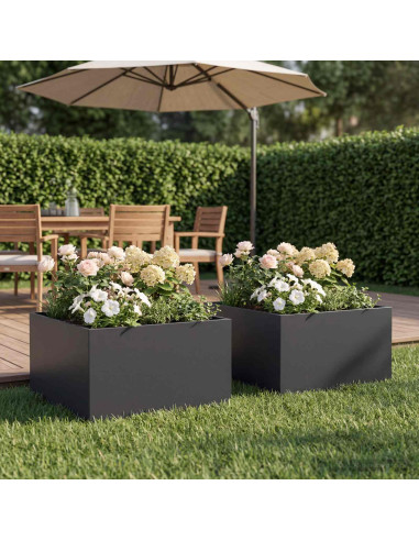 Vaso da giardino 2 pz Nero 40 x 40 x 30 cm