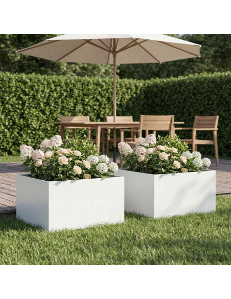 Vaso da giardino 2 pz Bianco 60 x 60 x 30 cm