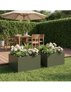 Vaso da giardino 2 pz Verde Oliva 40 x 40 x 30 cm