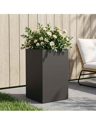 Vaso da giardino Nero 40 x 40 x 50 cm Acciaio laminato a freddo