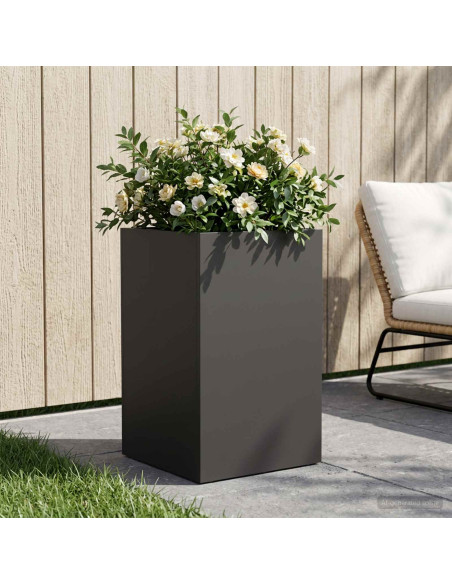 Vaso da giardino Nero 40 x 40 x 50 cm Acciaio laminato a freddo