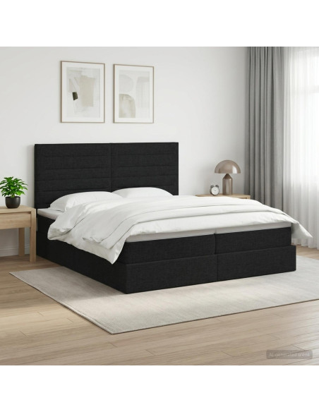 Letto con Contenitore con testiera Nero 180 x 200 cm Tessuto