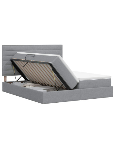 Letto con Contenitore Grigio Chiaro 200 x 200 cm Tessuto