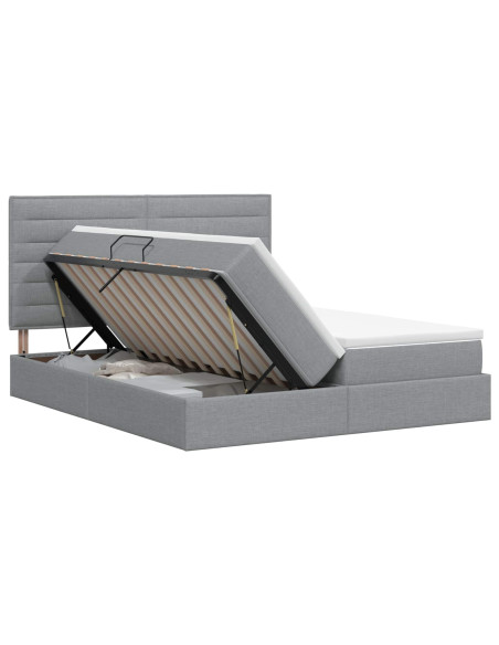 Letto con Contenitore Grigio Chiaro 200 x 200 cm Tessuto