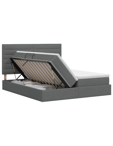 Letto con Contenitore Grigio Scuro 200 x 200 cm Tessuto
