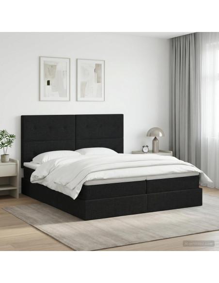 Letto con Contenitore con testiera Nero 180 x 200 cm Tessuto