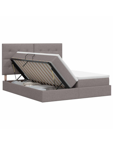 Letto con Contenitore con testiera Tortora 180 x 200 cm Tessuto