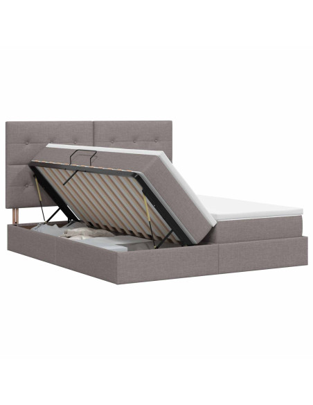 Letto con Contenitore con testiera Tortora 180 x 200 cm Tessuto
