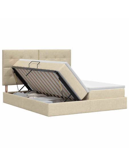 Letto con Contenitore con testiera Crema 180 x 200 cm Tessuto