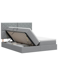 Letto con Contenitore Grigio Chiaro 200 x 200 cm Tessuto