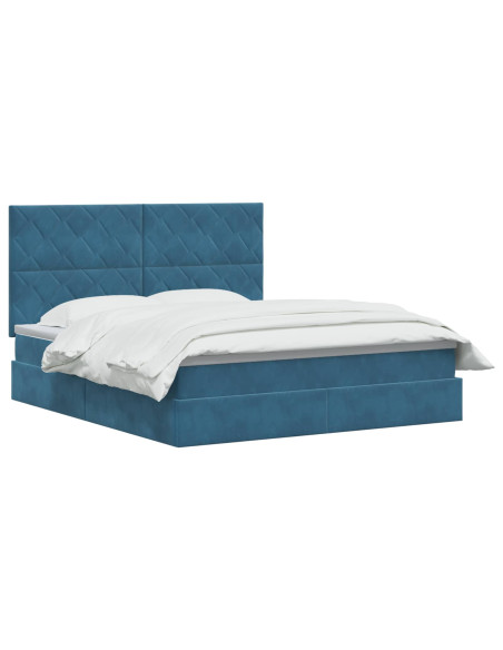 Letto con contenitore e materasso Blu Scuro 180 x 200 cm