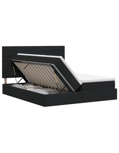 Letto con Contenitore con testiera Nero 180 x 200 cm Tessuto