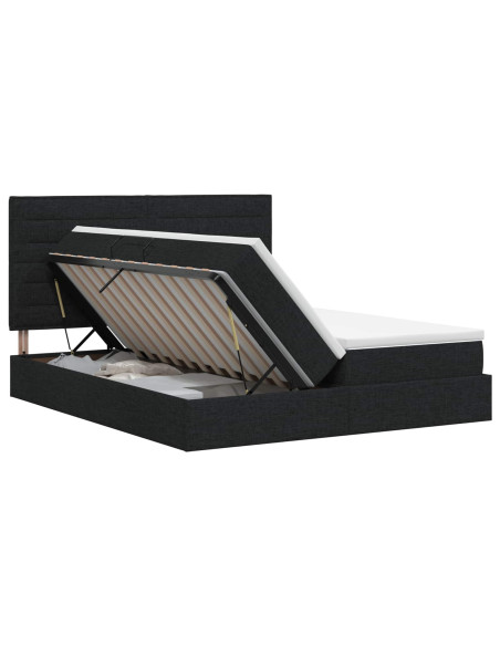 Letto con Contenitore con testiera Nero 180 x 200 cm Tessuto