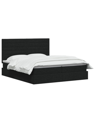 Letto con Contenitore con testiera Nero 180 x 200 cm Tessuto