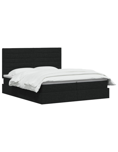Letto con Contenitore con testiera Nero 180 x 200 cm Tessuto