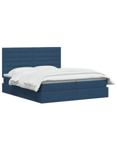 Letto con Contenitore con testiera Blu 180 x 200 cm Tessuto 2