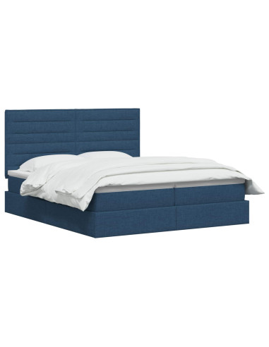 Letto con Contenitore con testiera Blu 180 x 200 cm Tessuto