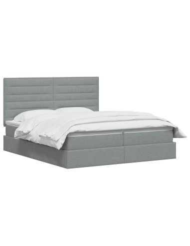 Letto con Contenitore Grigio Chiaro 200 x 200 cm Tessuto