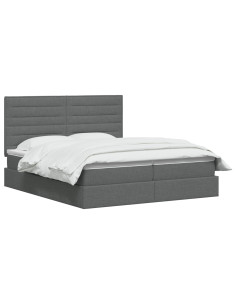 Letto con Contenitore Grigio Scuro 200 x 200 cm Tessuto 2