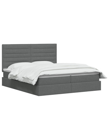 Letto con Contenitore Grigio Scuro 200 x 200 cm Tessuto