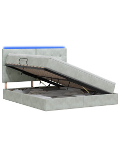Letto con contenitore LED e materasso Grigio Chiaro