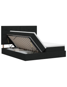 Letto con Contenitore con testiera Nero 180 x 200 cm Tessuto 2