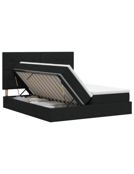 Letto con Contenitore con testiera Nero 180 x 200 cm Tessuto